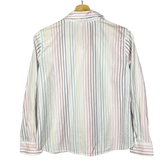 Talbots White Pastel Stripe Button Down Dress Long Sleeve S - Picture 2 of 4